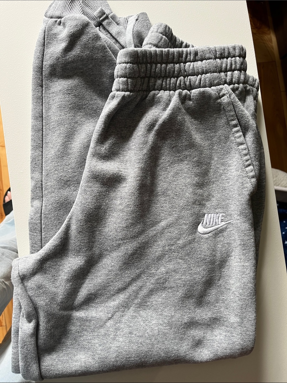 Nike Kids Gray Fleece Joggers with Embroidered Logo